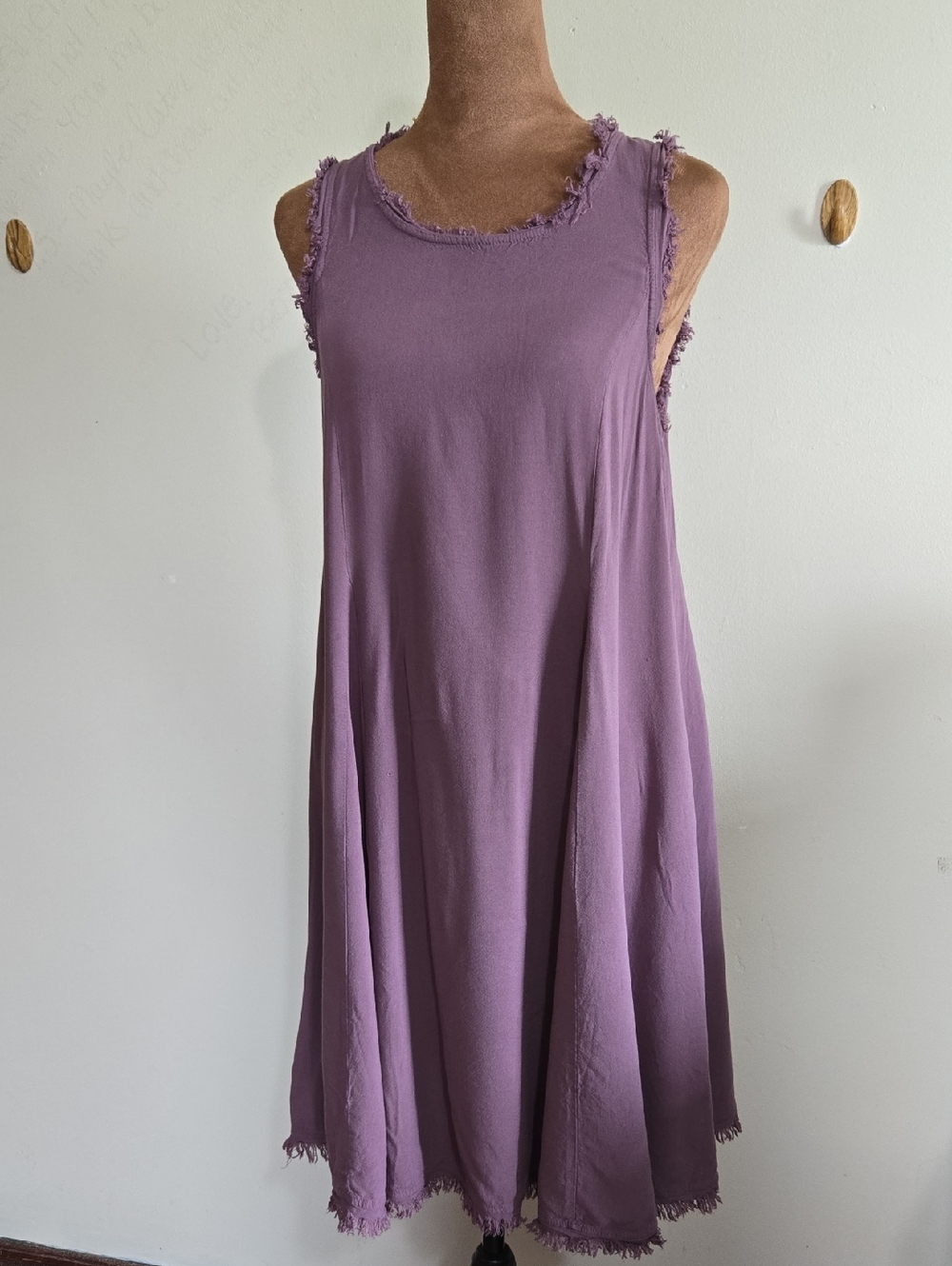 DR34 Altar'd State Laurel Canyon Shift Dress Relaxed Back Zip Raw-Edge Frayed